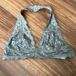 Grey Lace Halter Bralette